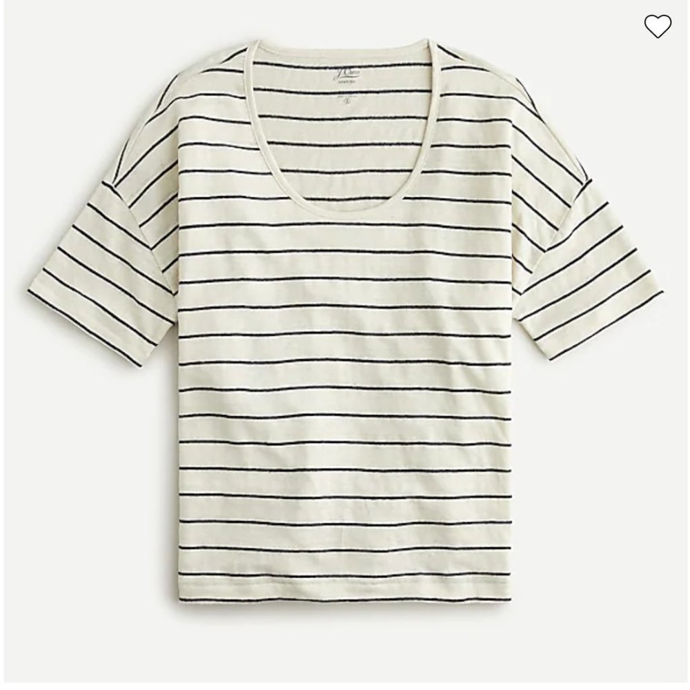 J. Crew Relaxed linen scoopneck T-shirt in stripe, Med